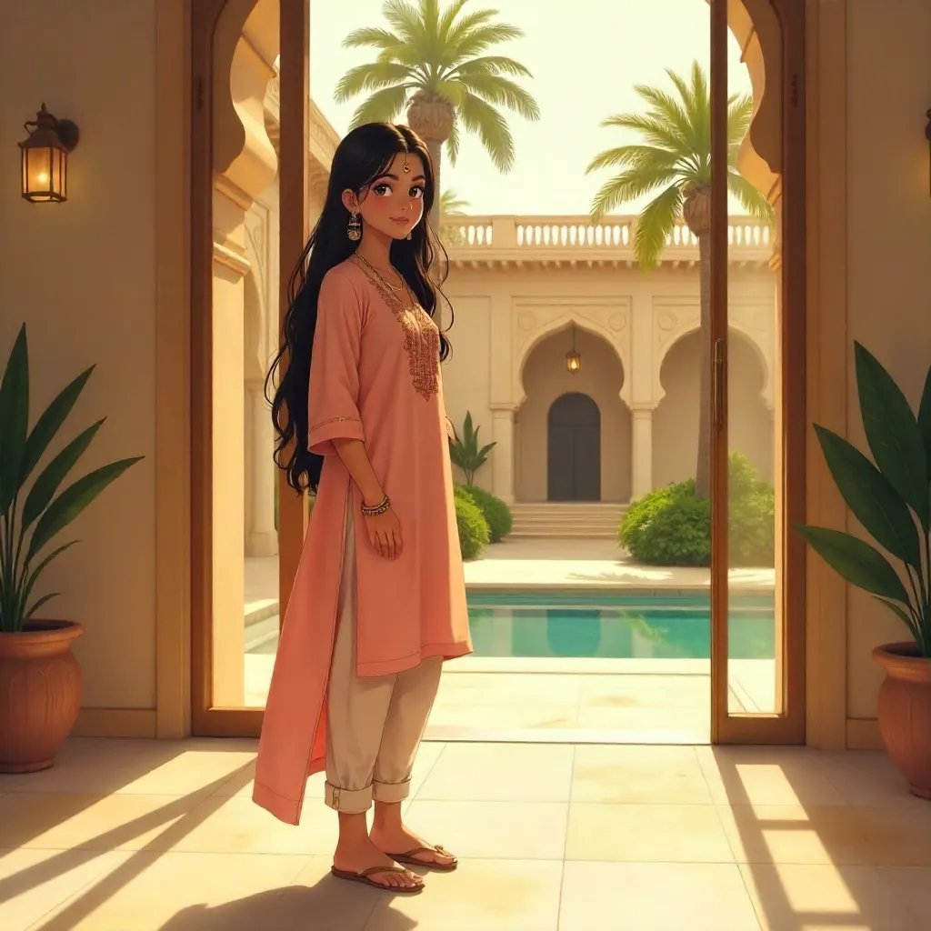Anime Indian Woman in a Luxury Villa