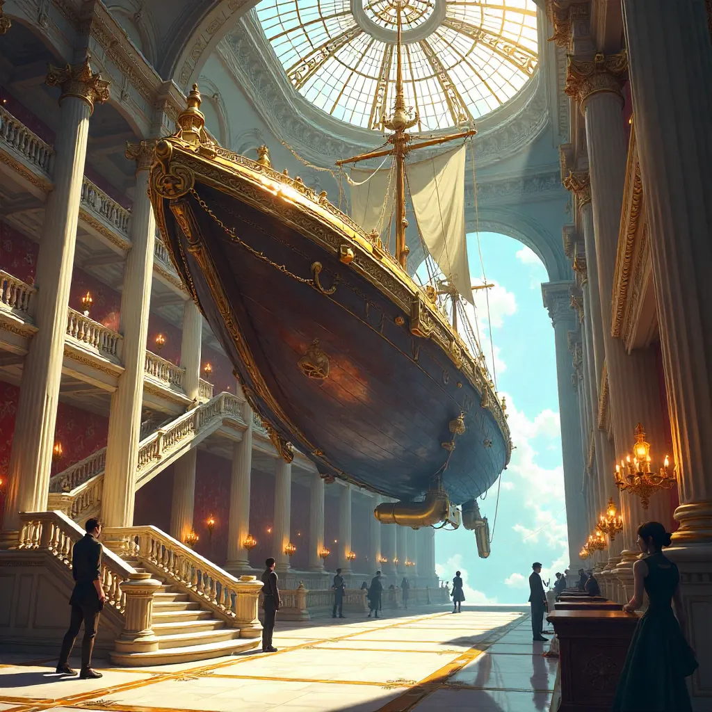Airship in a Grand Mansion — Anime Scene