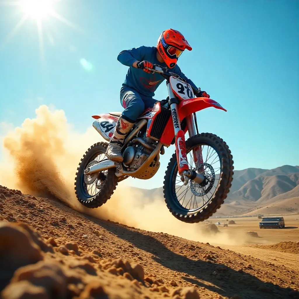Aerial Motocross Stunt Under Clear Skies