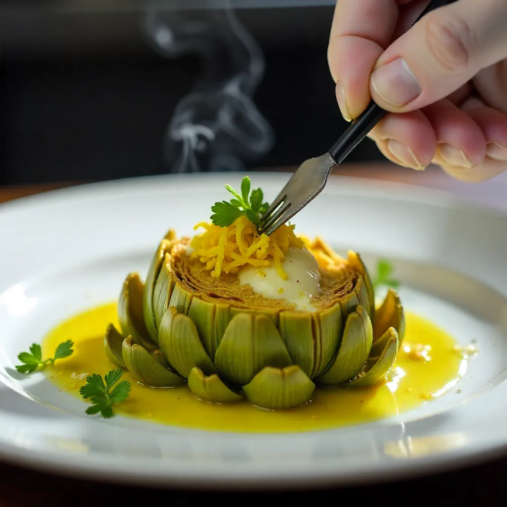 Close-Up Gourmet Artichoke Plate