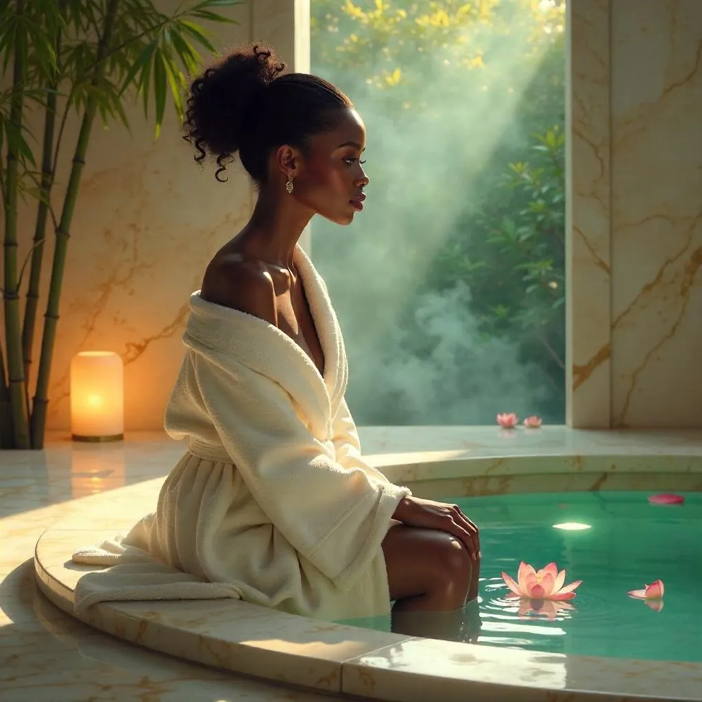 Elegant Black Woman in a Spa – Concept Art