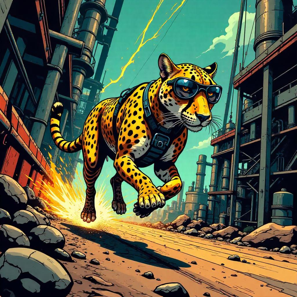 Cheetah in a Comic-Book Factory
