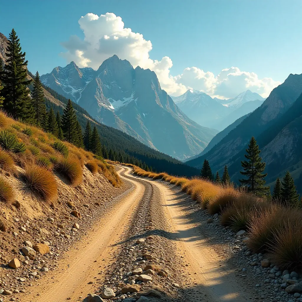 Dirt Road Through a Scenic Mountain Range