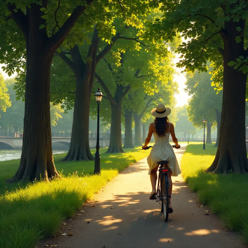 Paris Tree-Lined Park Bicycle Ride