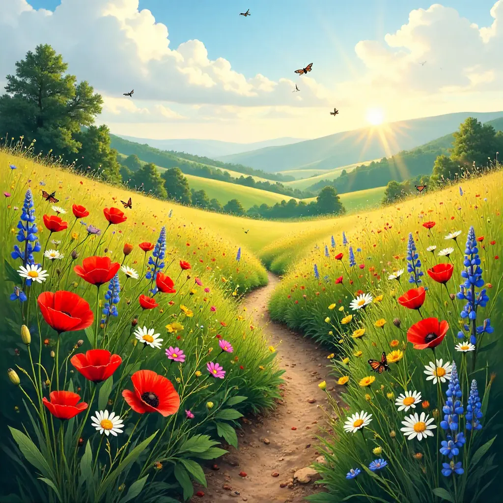 Tranquil Meadow of Colorful Wildflowers