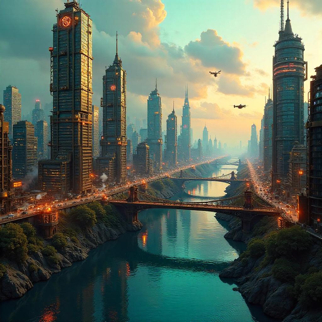 River through a Clockwork City: Digital Mechanical Landscape