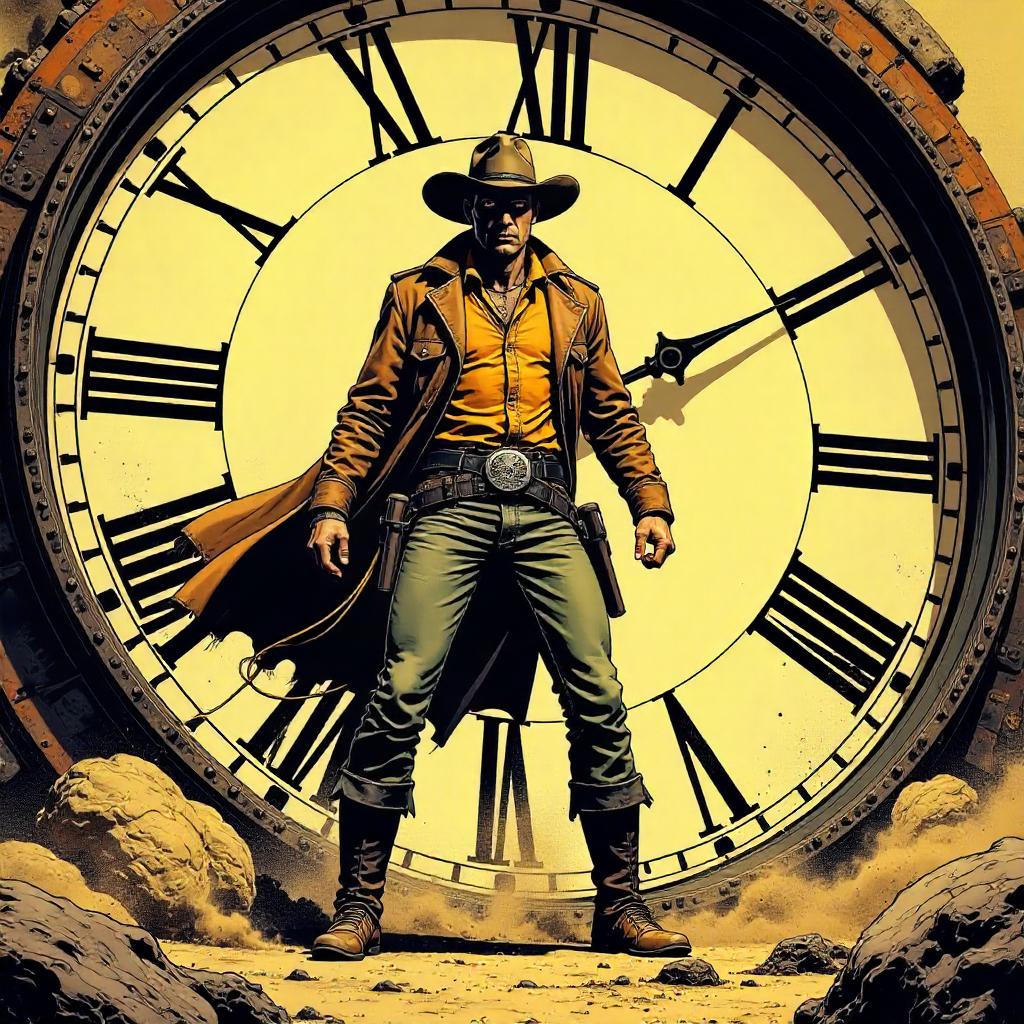 Cowboy in a Giant Clock: Comic Book Western