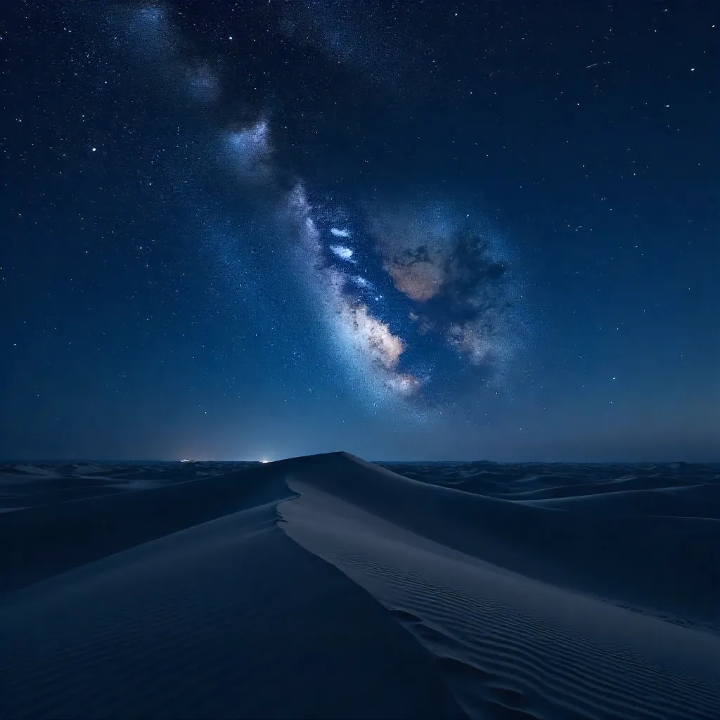 Milky Way over Tranquil Desert Dunes
