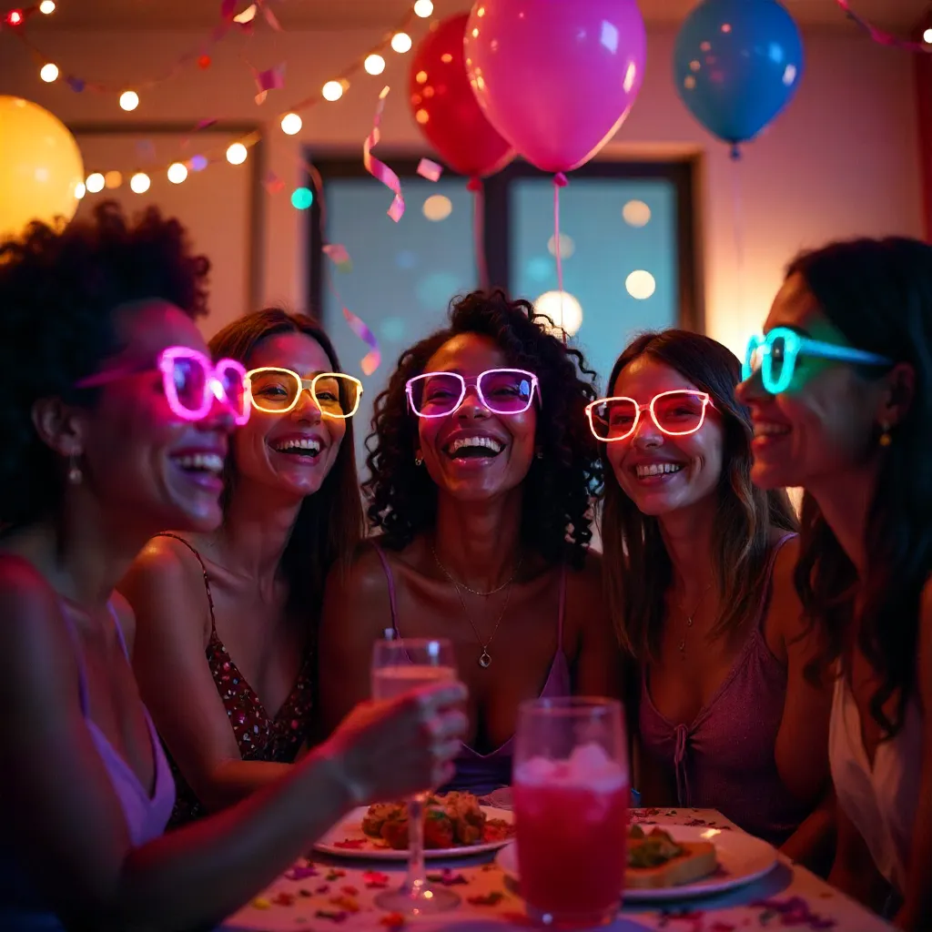 Vibrant Indoor Party with Colorful Glasses