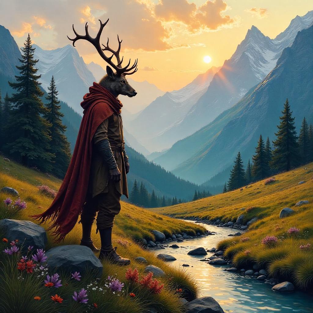 Shapeshifter at Dusk in an Alpine Valley
