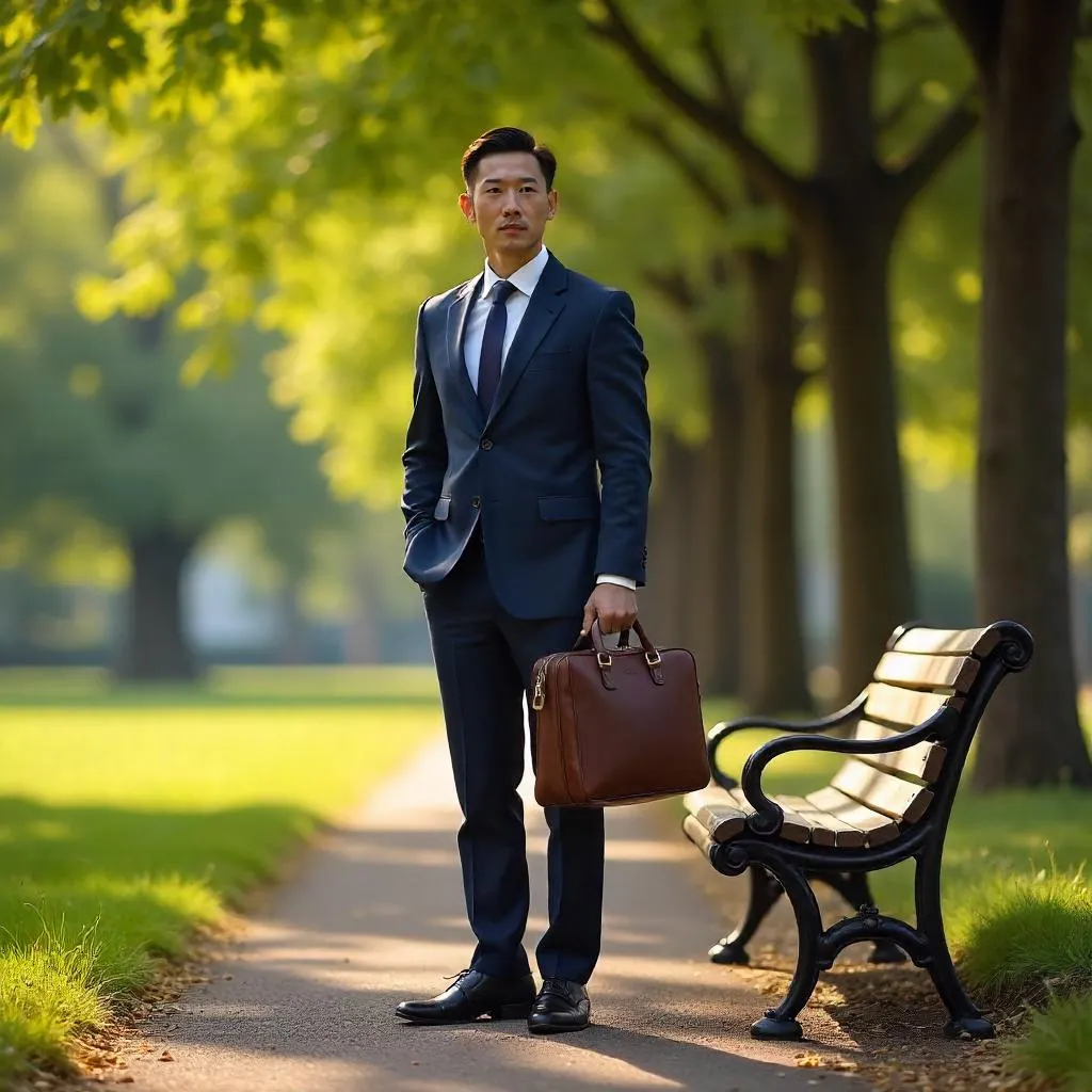 Photorealistic Asian Professional in the Park