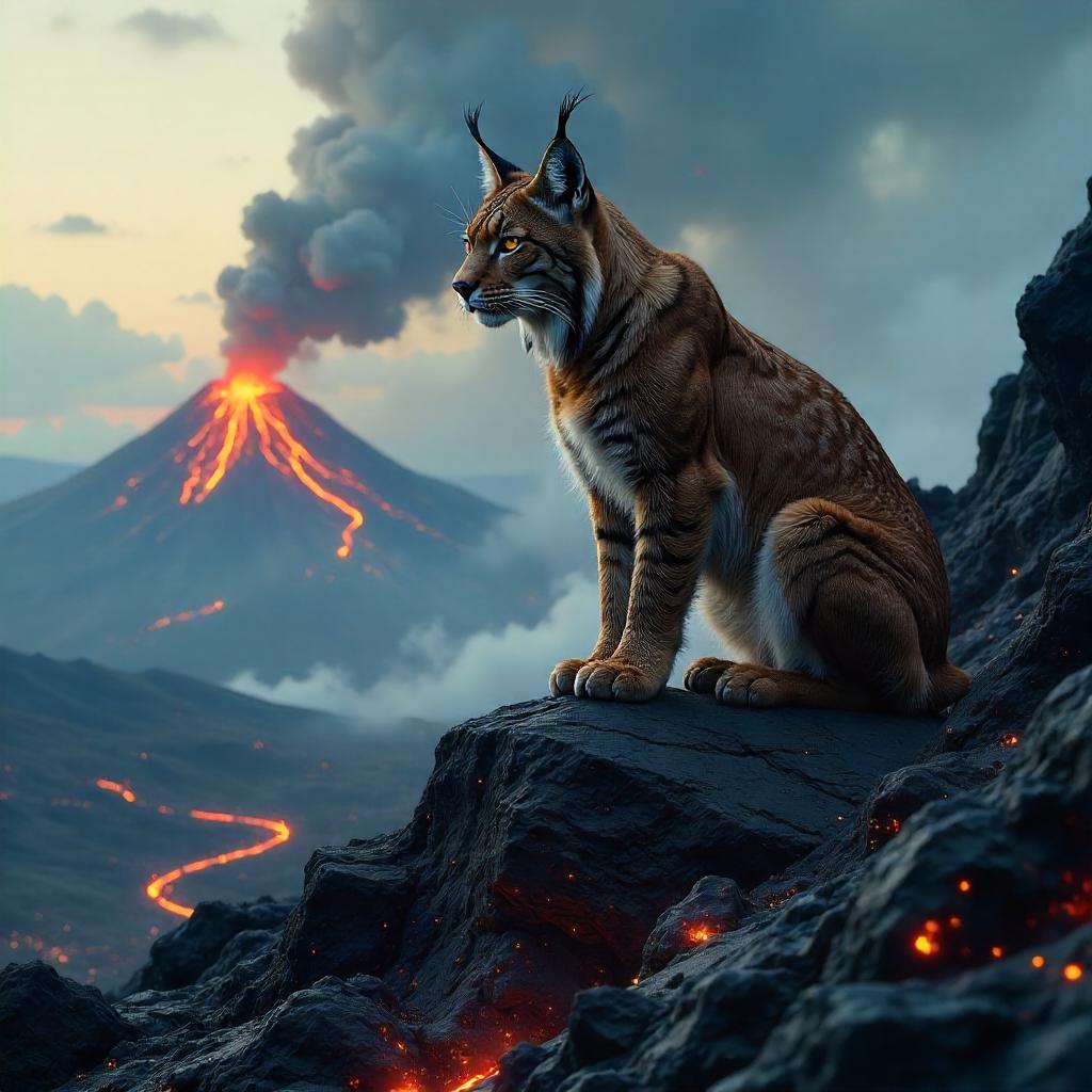 Lynx on Volcanic Rocks — Concept Art