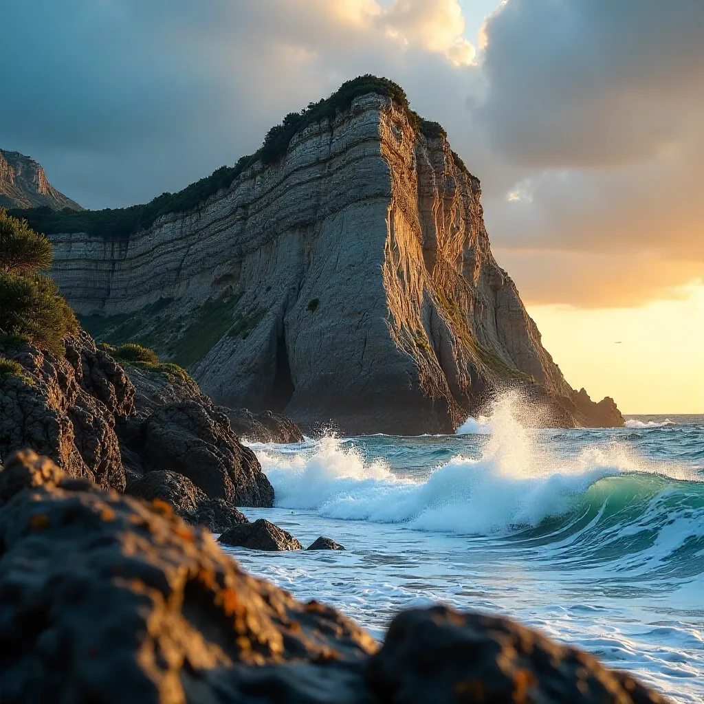Textured Rock Formation on Mar del Plata Coast, Argentina