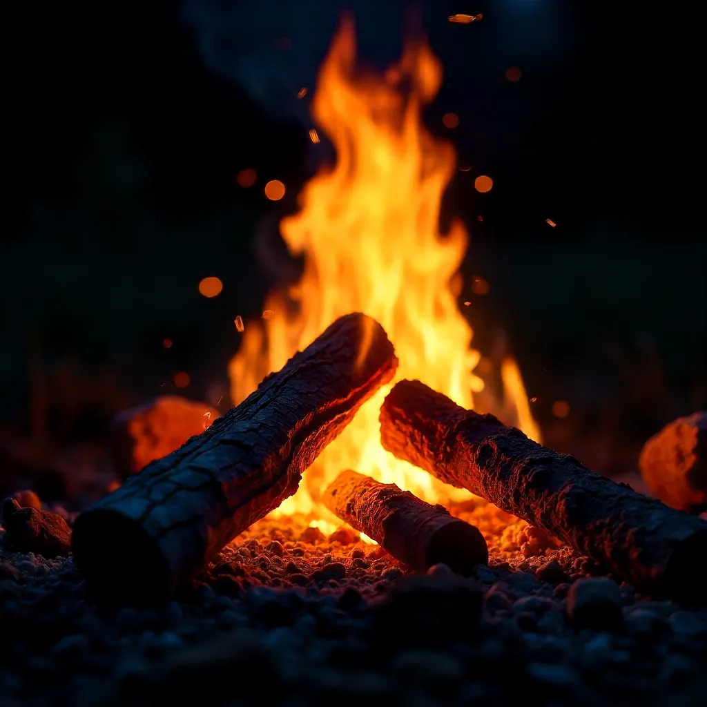 Intimate Campfire Glow in the Night
