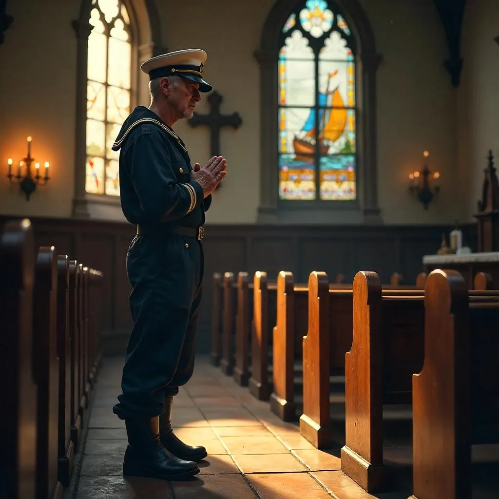 Photoreal Sailor in a Quiet Chapel