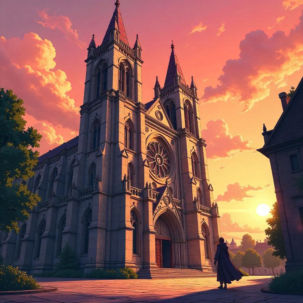 Sunset Serenade at an Anime Cathedral
