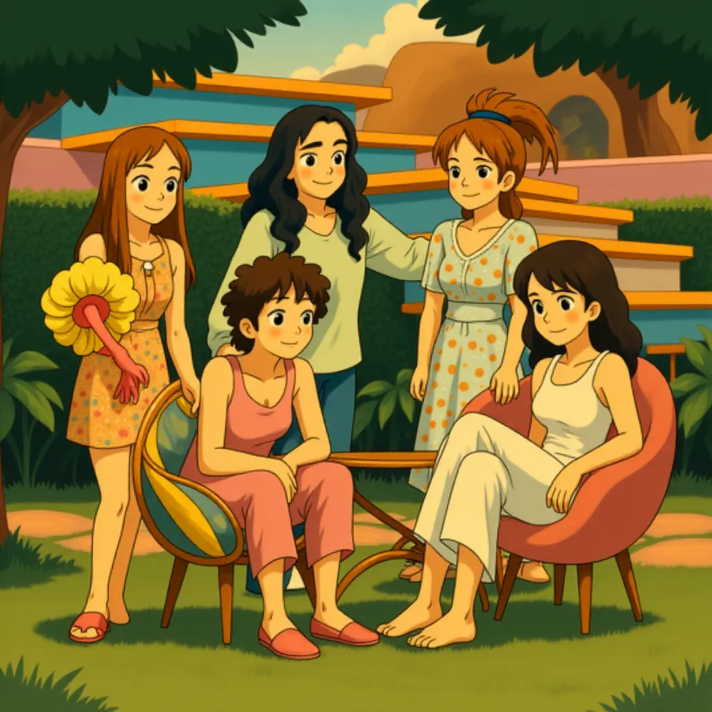 Ana Cruz Kayne, Alexandra Shipp, Sharon Rooney, Hari Nef, and Emma Mackey in Barbie (2023) - Anime style