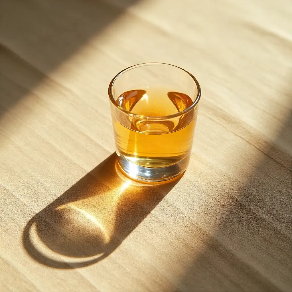 Top-Down Glass Cup Shadows on Beige Surface