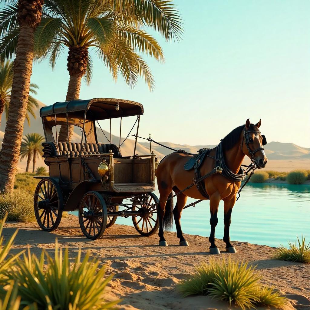 Photoreal Carriage in a Lush Oasis