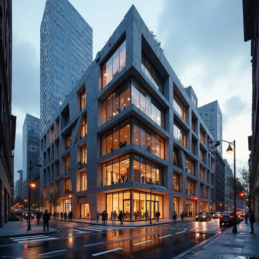 Deconstructivist Facade in a Modern Urban Landscape