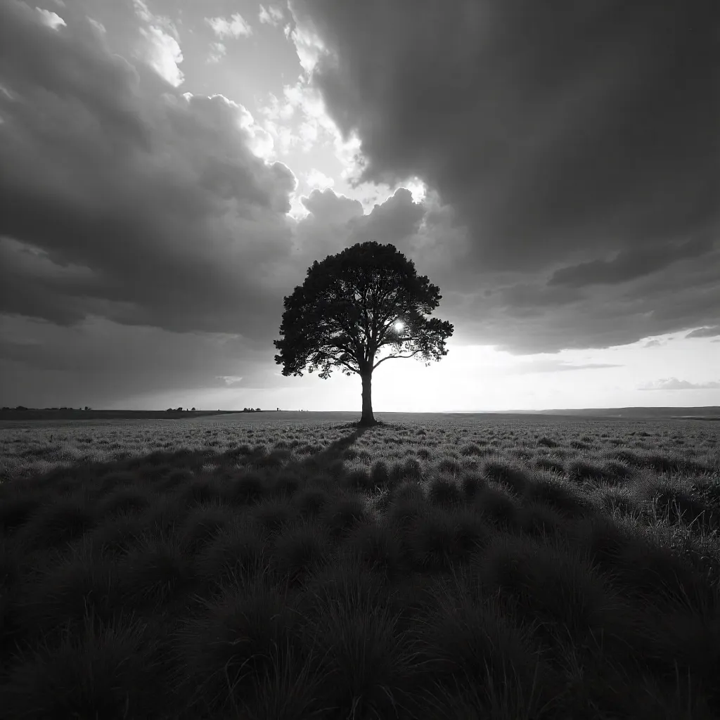 Lone Tree on the Wind-swept Plain