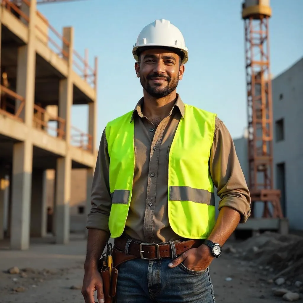Photorealistic Latino Foreman at a Construction Site