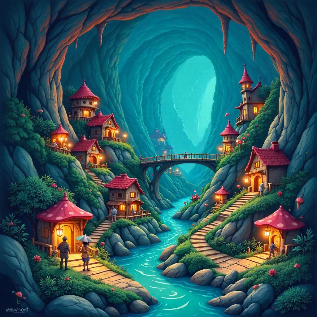 Underground Valley City: A Cartoon Cavern Dream