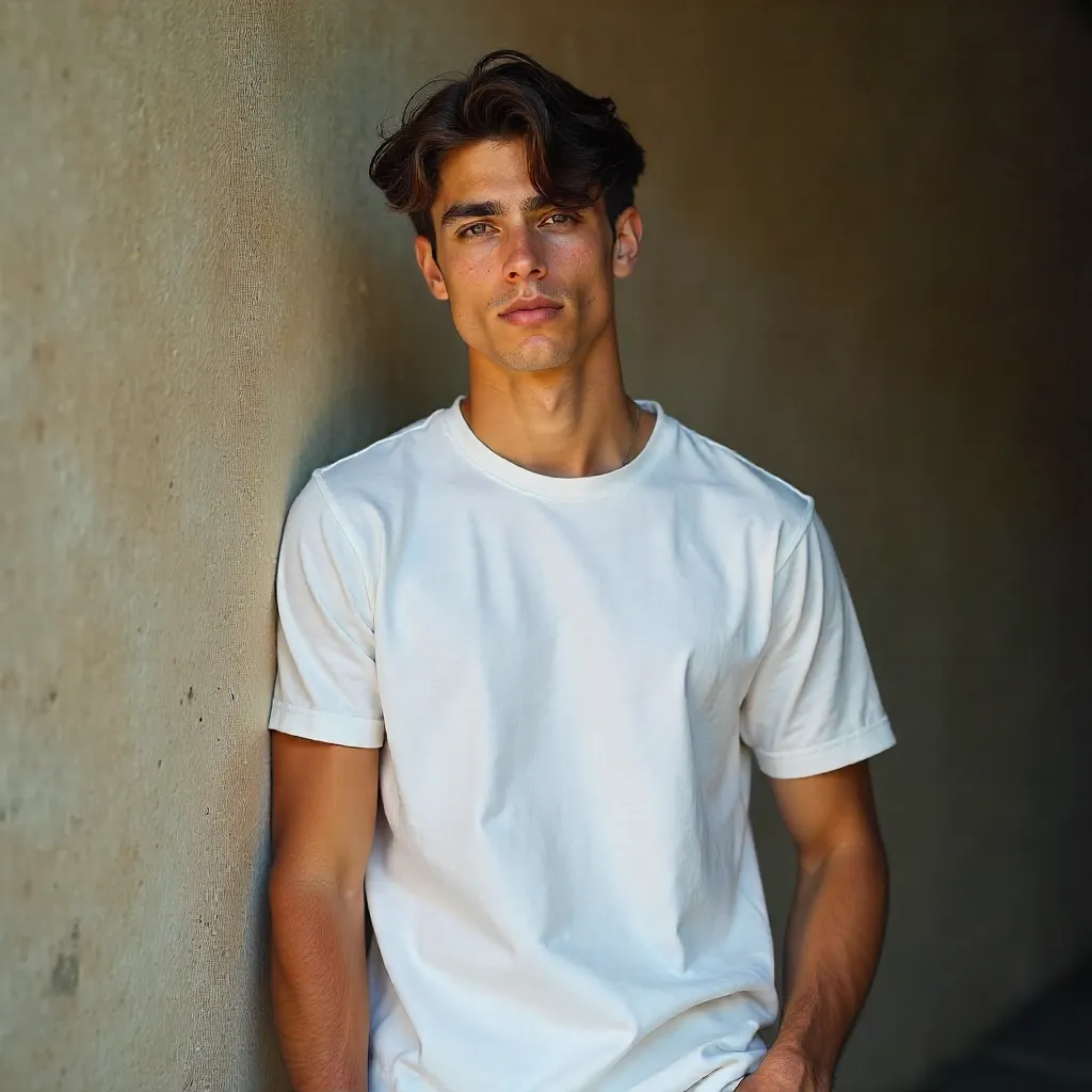 Soft-lit Portrait of a Young Man in a White Tee