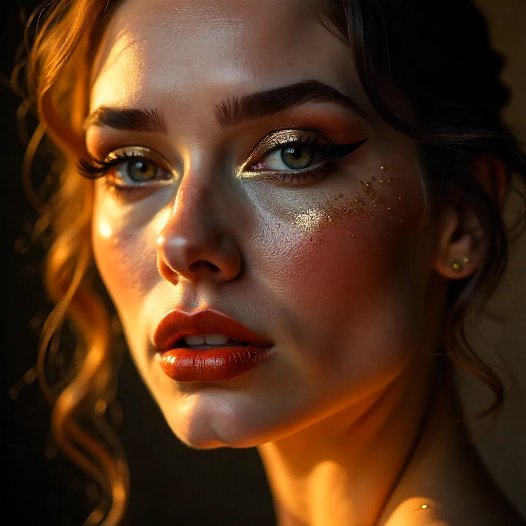 Golden Hour Portrait: Dramatic Warm Makeup Illumination