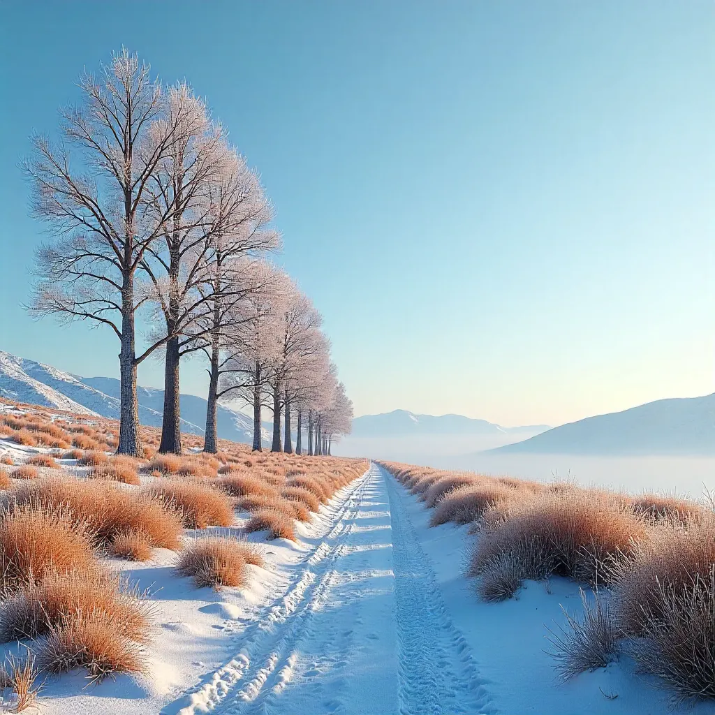 Calm Winter Scene: Bare Trees and Blue Sky