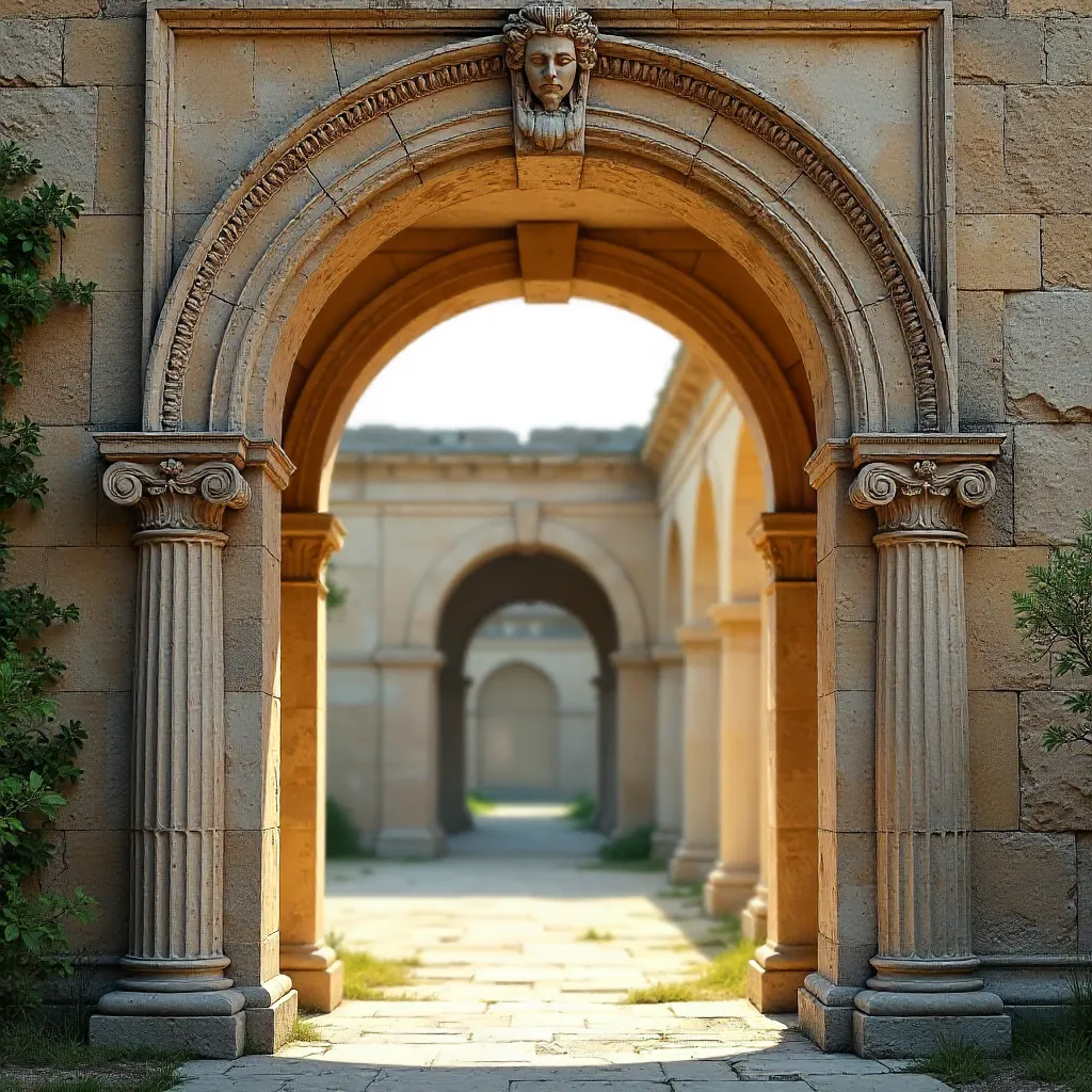 Close-Up of Ornate Classical Stone Archway