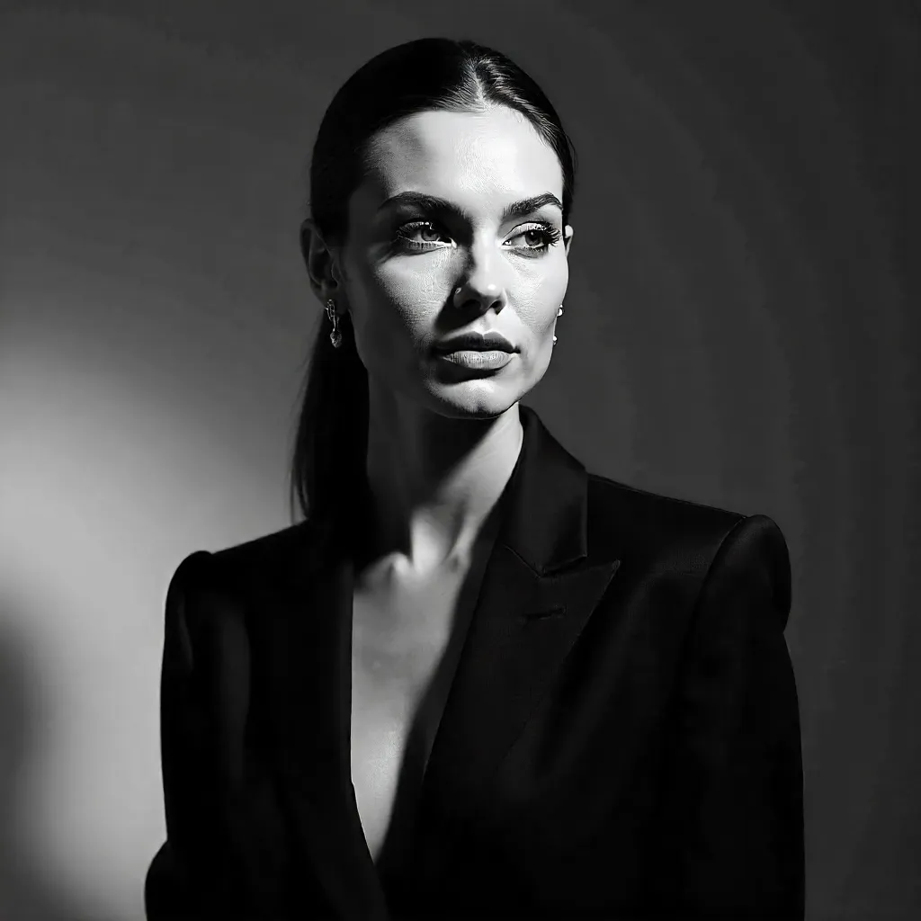 Monochrome Grace: A Confident, Elegant Fashion Portrait