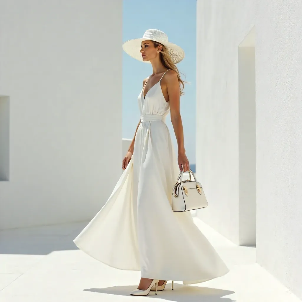 Elegant White Attire by the Minimalist Structure