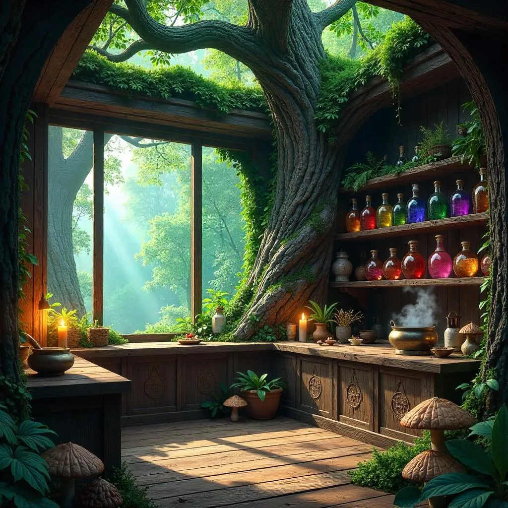 Forest-Rooted Potion Shop: A Photoreal Scene