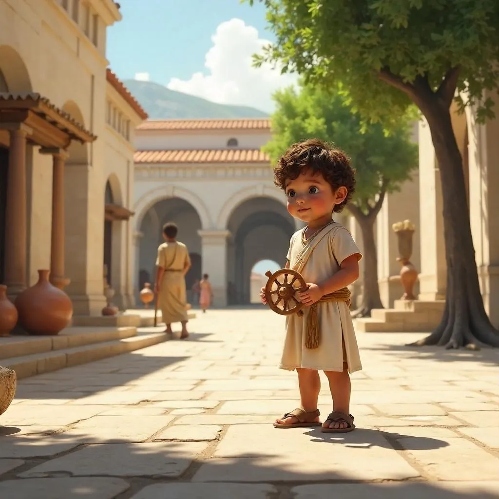 Photorealistic Child in Ancient Greece Agora