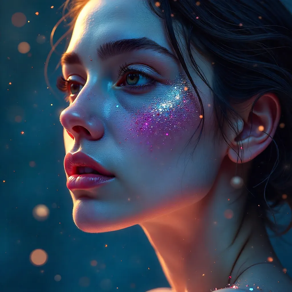 Glowing Glitter Portrait of an Ethereal Woman