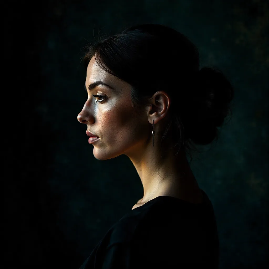 Moody Side Profile Portrait with Dramatic Lighting