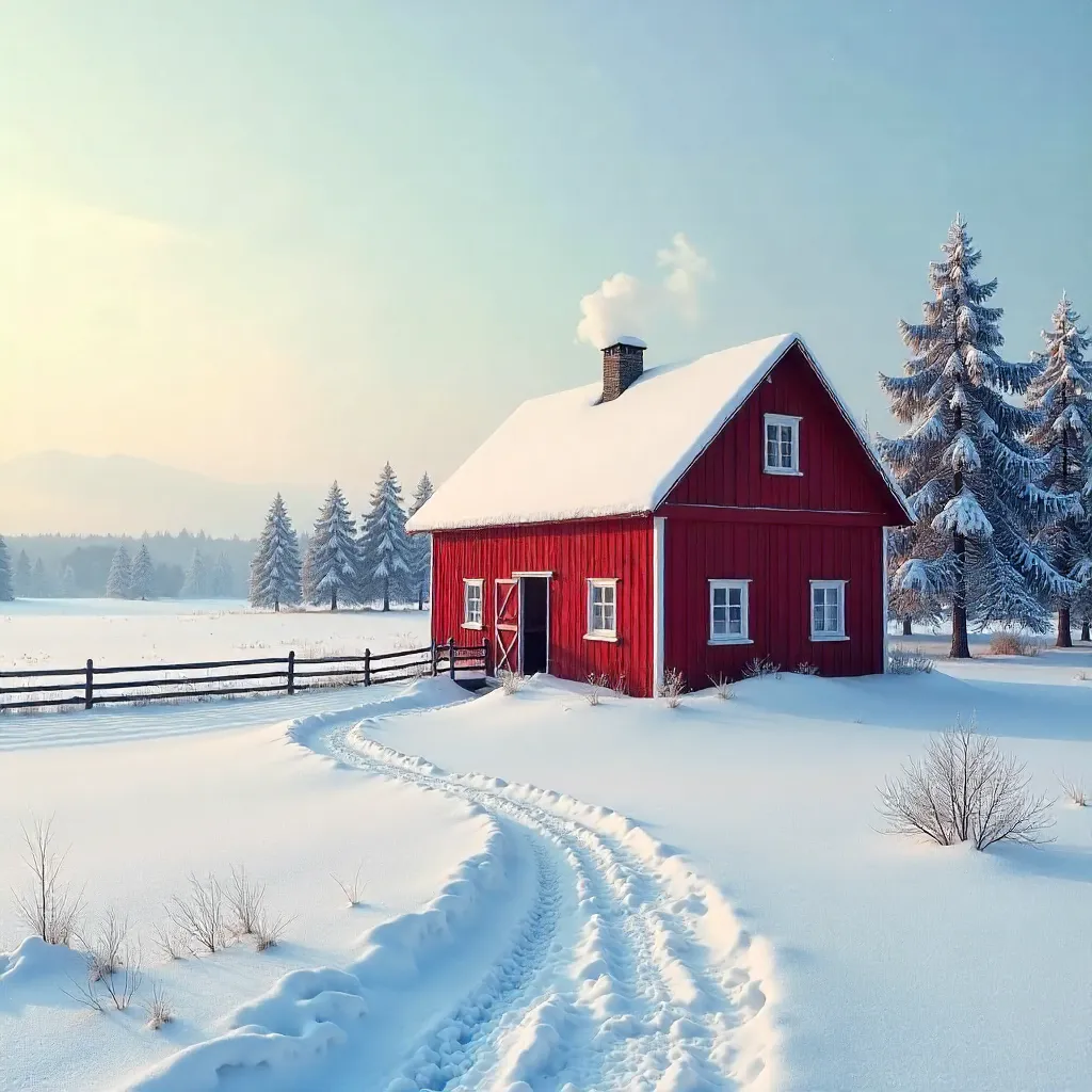 Charming Red Barn in Snowy Uddeholm, Sweden