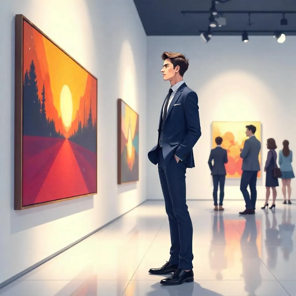 Anime Professional in a Modern Art Gallery