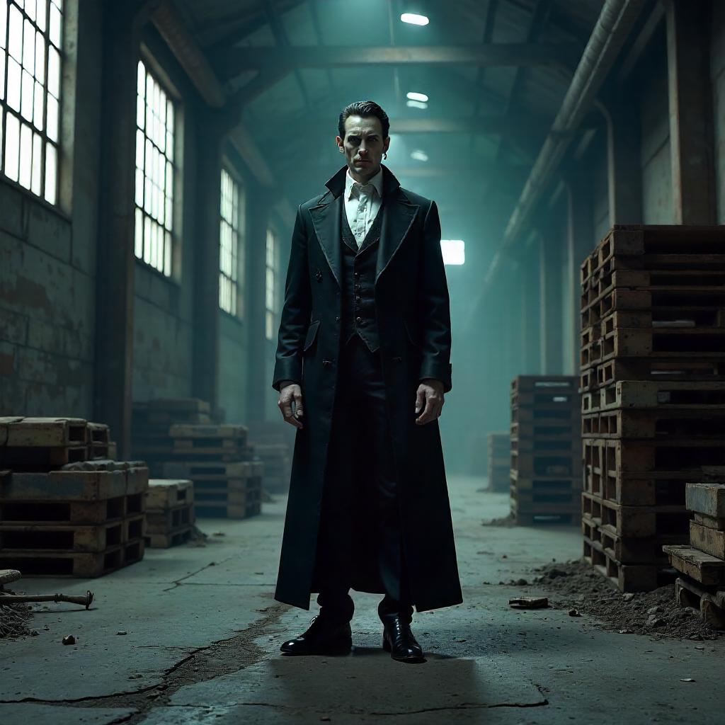 3D Vampire in a Dim Warehouse