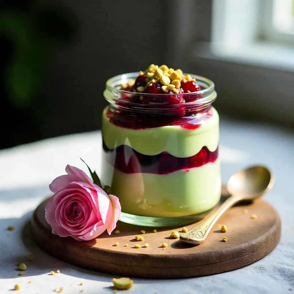 Layered Matcha Berry Dessert in a Jar