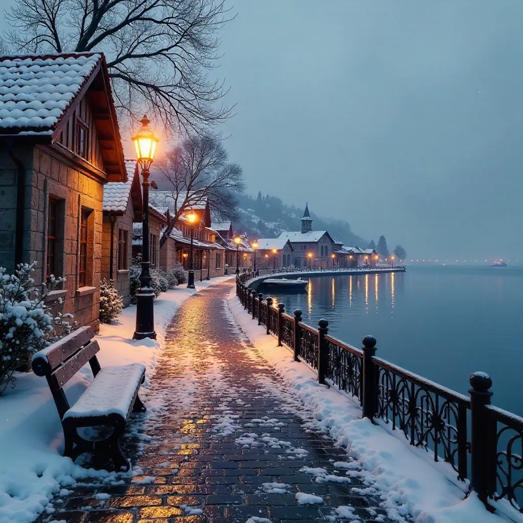 Tranquil Ohrid Winter Glow by the Lake