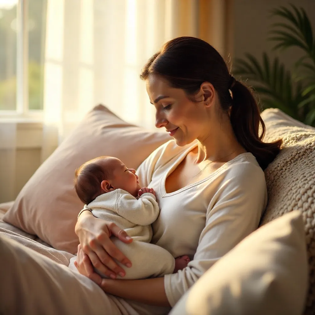 Cozy Family Portrait: A Mother with Her Baby
