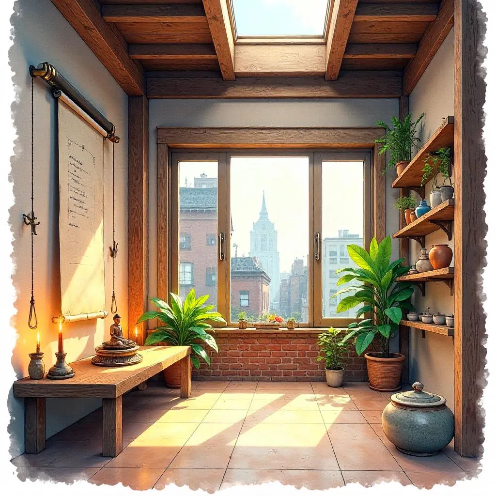 Loft Temple in Watercolor Light: A Dreamy Interior