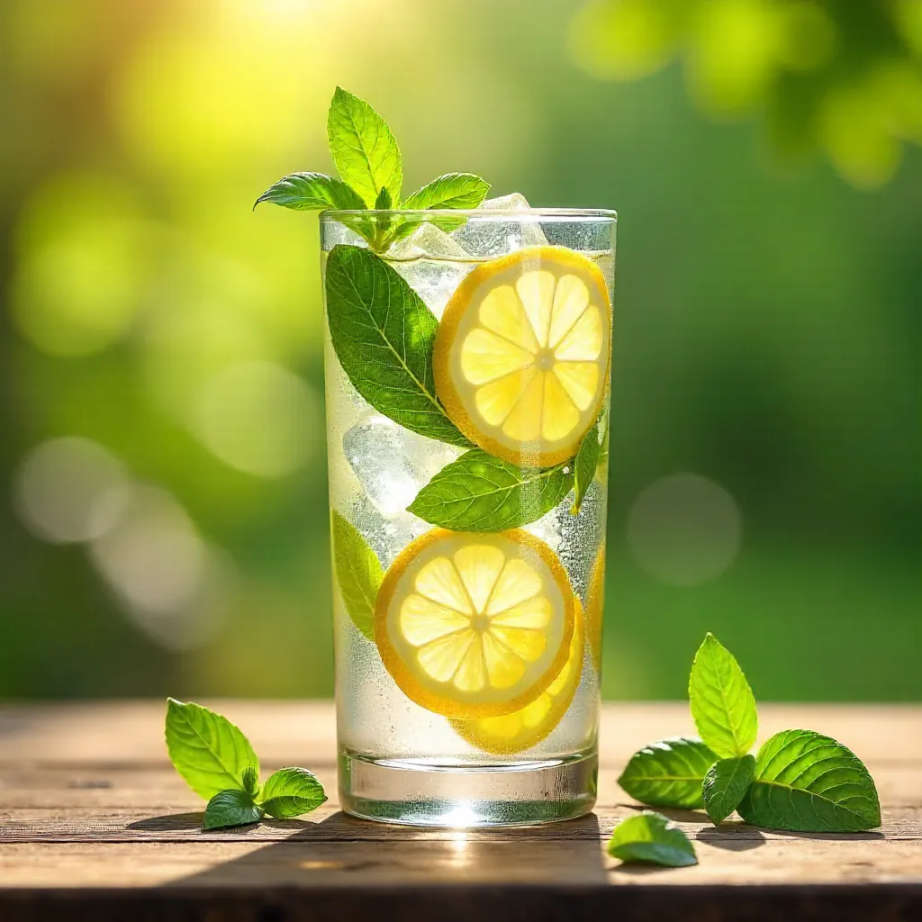 Lemon Basil Infused Water in a Glass