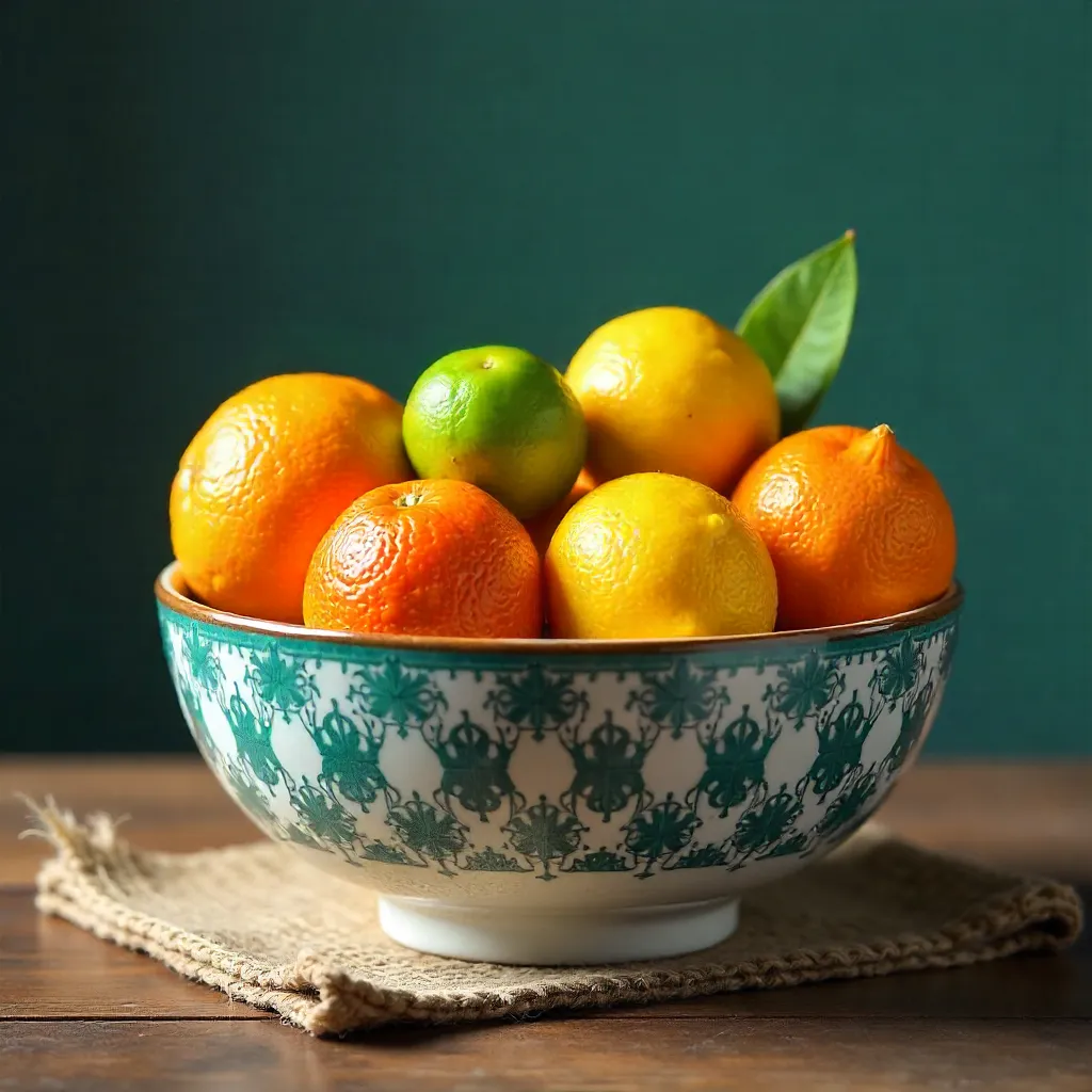 Vibrant Citrus Bowl on Textured Surface