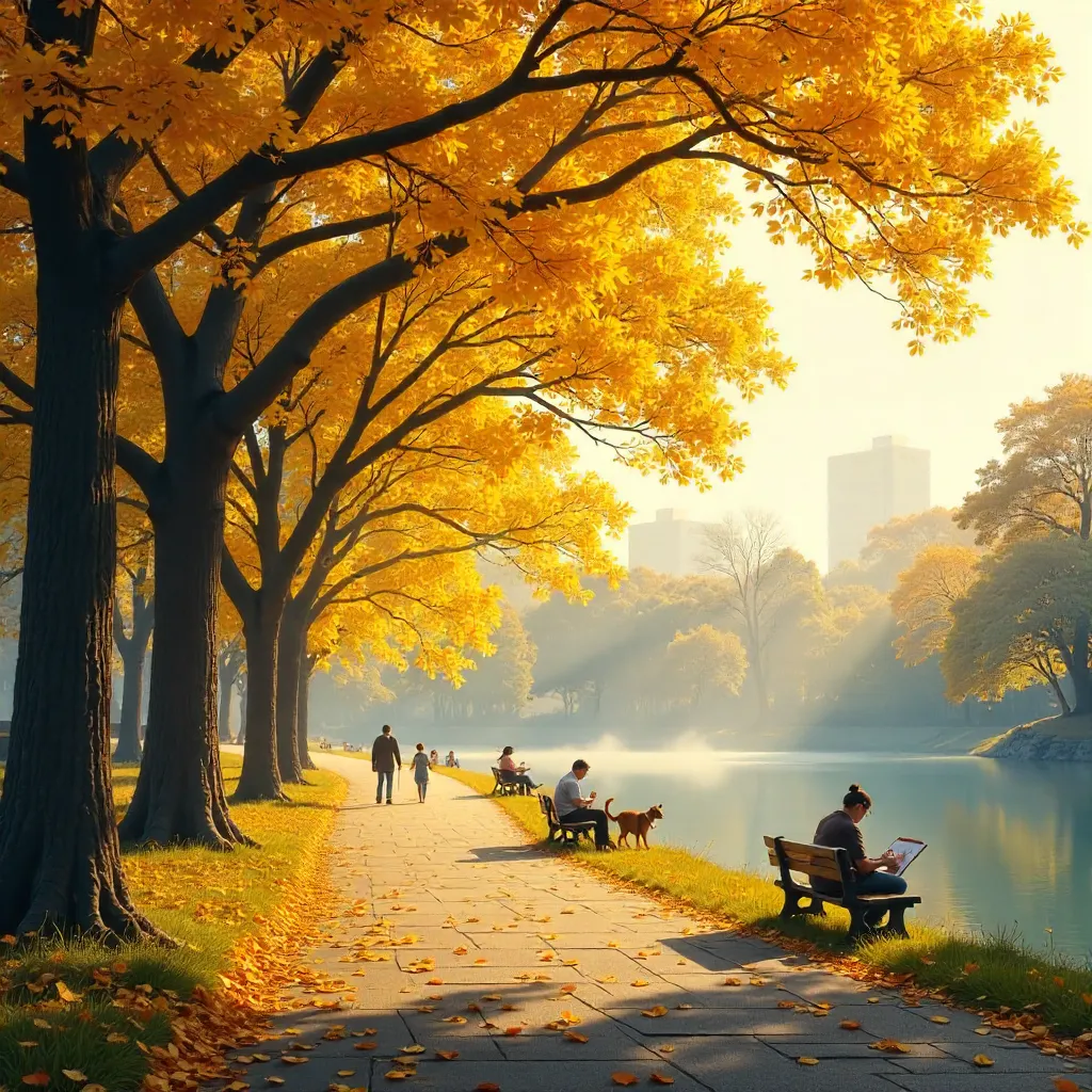 Autumn Serenade in a Ginkgo Park