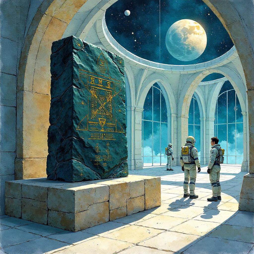 Watercolor Relic in a Lunar Space Colony