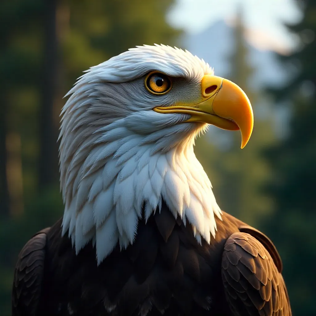 Luminous Bald Eagle: Striking Eyes in Natural Light