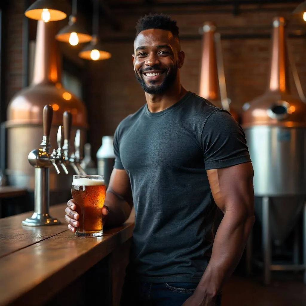 Athletic Black Man at a Craft Brewery
